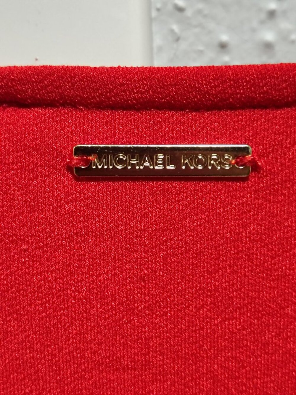 Michael Kors Vibrant Red Smocked-Hem Blouse - Picture 5 of 5